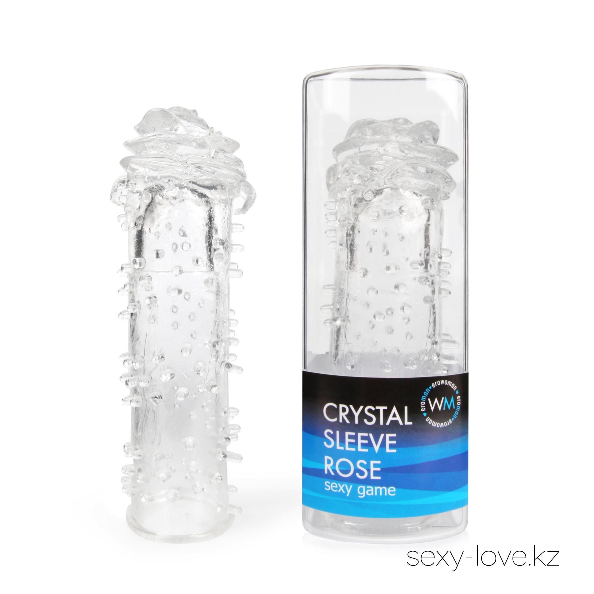 Насадка закрытая CRYSTAL SLEEVE ROSE в форме розы L - 145 мм, D - 33 мм, 
	Потрясающая насадка на пенис "Crystal sleeve rose" – настоящее произведение эротического искусства! Интимный аксессуар в виде розы – шикарный подарок для любителей оригинальных решений. «Секс-игрушка» не только увеличит размер полового члена мужчины, но и доставит райское удовольствие его второй половине.
	Мягкий, приятный на ощупь материал изделия подарит приятные тактильные ощущения обоим партнерам. Рельефная текстура насадки вознесет на вершину блаженства.  «Шипы» этой прекрасной «розы», предназначенные для стимуляции стенок влагалища, добавят остроты ощущениям.
	Насадка может быть использована с вибратором или фаллоимитатором), как соло, так и в паре.
	Рекомендуется использовать изделие совместно с лубрикантом для «секс-игрушек» (например, «SexToys» из серии «ТЫ и Я») и очищающий спрей с антимикробным эффектом «ClearToy» для экспресс-обработки

	Этот товар вы так же можете приобрести в наших магазинах.

	мг. «LOVE 18+»

	Актобе ул. 101 Стрелковой Бригады 3 (по 101й на против Kaspi банка) с 11:00 до 20:00

	WhatsApp +7 776 720 7713 и +7 775 720 7713

	 

	мг. «Эволюция 18+»

	Актобе пр. Абилкайыр-хана 21 (остановка Электрон) с 10:00 до 20:00

	WhatsApp +7 771 843 0213 и +7 702 248 7813

	 

	мг. «LAMOUR 18+»

	Актобе 11 мкр 79 дом (за ост. Набережная) OZON и СОЛЬ, временный регламент с 16:00 до 20:00

	 WhatsApp +7 777 112 8813 и +7 777 030 8813

	 
