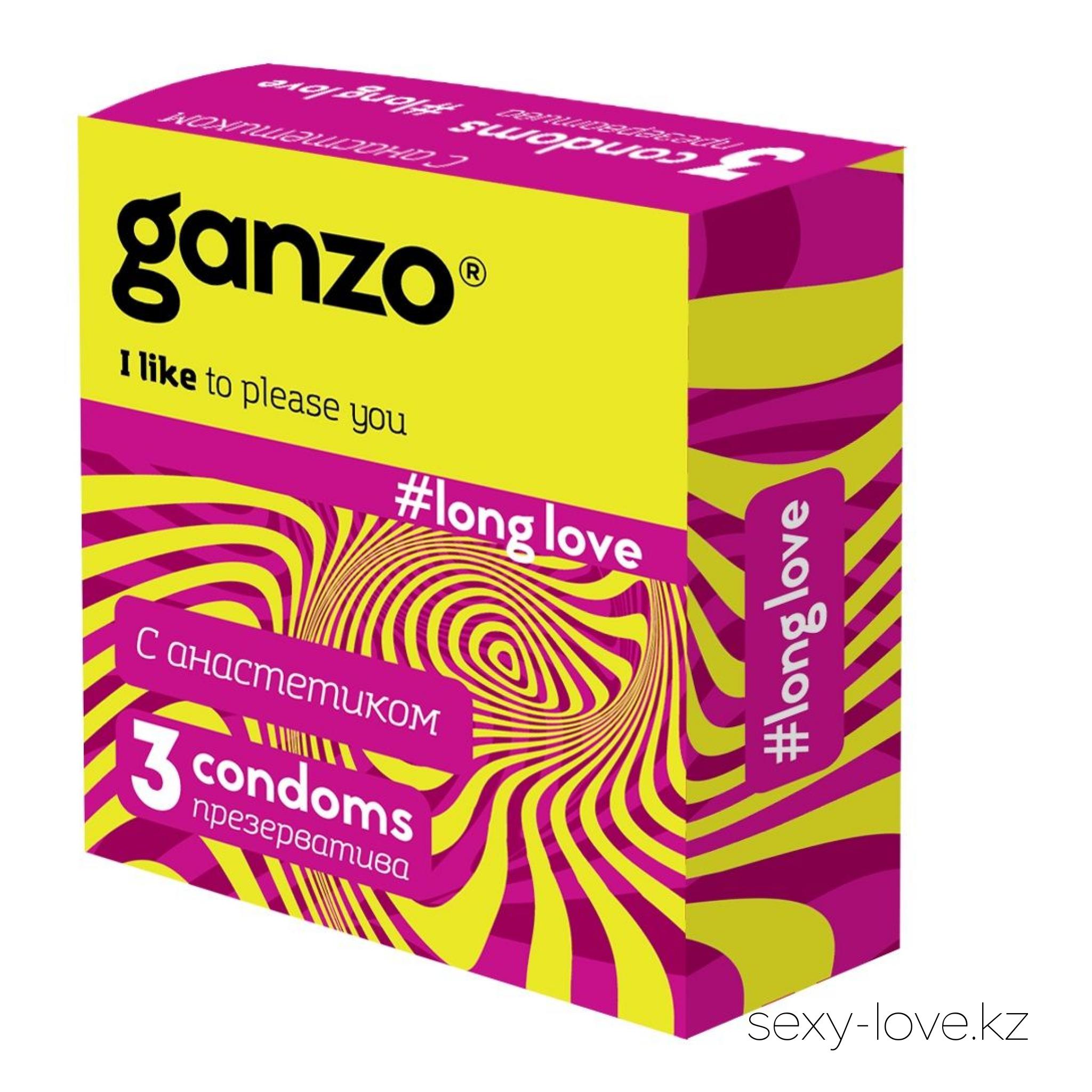 ПРЕЗЕРВАТИВЫ GANZO LONG LOVE №3 (пролонгирующие), 
	Гарантированная безопасность во время ваших любовных соитий с презервативами Ganzo LONG LOVE №3 вам обеспечена! Доверьтесь британскому качеству и получайте умопомрачительное сексуальное удовольствие.

	Классические кондомы изготовлены из натурального гипоаллергенного латекса. Для большей надежности прошли контроль электроникой. Покрыты достаточным количеством смазки для длительного скольжения. Также благодаря анестетику бензокаину обладают пролонгирующим эффектом, чем сделают вас выносливее и подарят вашей партнерше еще большее наслаждение. С ними вы получите непередаваемые естественные ощущения за счет их тонкости. Несмотря на это они отличаются особой прочностью.

	С Ganzo ваши ночи будут наполнены не только захватывающей чувственностью, но и уверенностью, так как это идеальная защита от ЗППП и нежелательной беременности.

	 

	Этот товар вы так же можете приобрести в наших магазинах в г. Актобе

	 и в г. Алматы со склада через Яндекс доставку!

	Заказ со склада интернет магазина «ENIGMA 18+» в  г. Алматы – WhatsApp: +7 700 316 4 613

	 

	мг. «LOVE 18+»

	г. Актобе ул. 101 Стрелковой Бригады 3 (по 101й на против Kaspi банка) с 11:00 до 20:00

	WhatsApp +7 776 720 7713 и +7 775 720 7713

	 

	мг. «Эволюция 18+»

	г. Актобе пр. Абилкайыр-хана 21 (остановка Электрон) с 10:00 до 20:00

	WhatsApp +7 771 843 0213 и +7 702 248 7813

	 

	мг. «LAMOUR 18+»

	г. Актобе 11 мкр 79 дом (за ост. Набережная) OZON и СОЛЬ, временный регламент с 16:00 до 20:00

	 WhatsApp +7 777 112 8813 и +7 777 030 8813

	 
