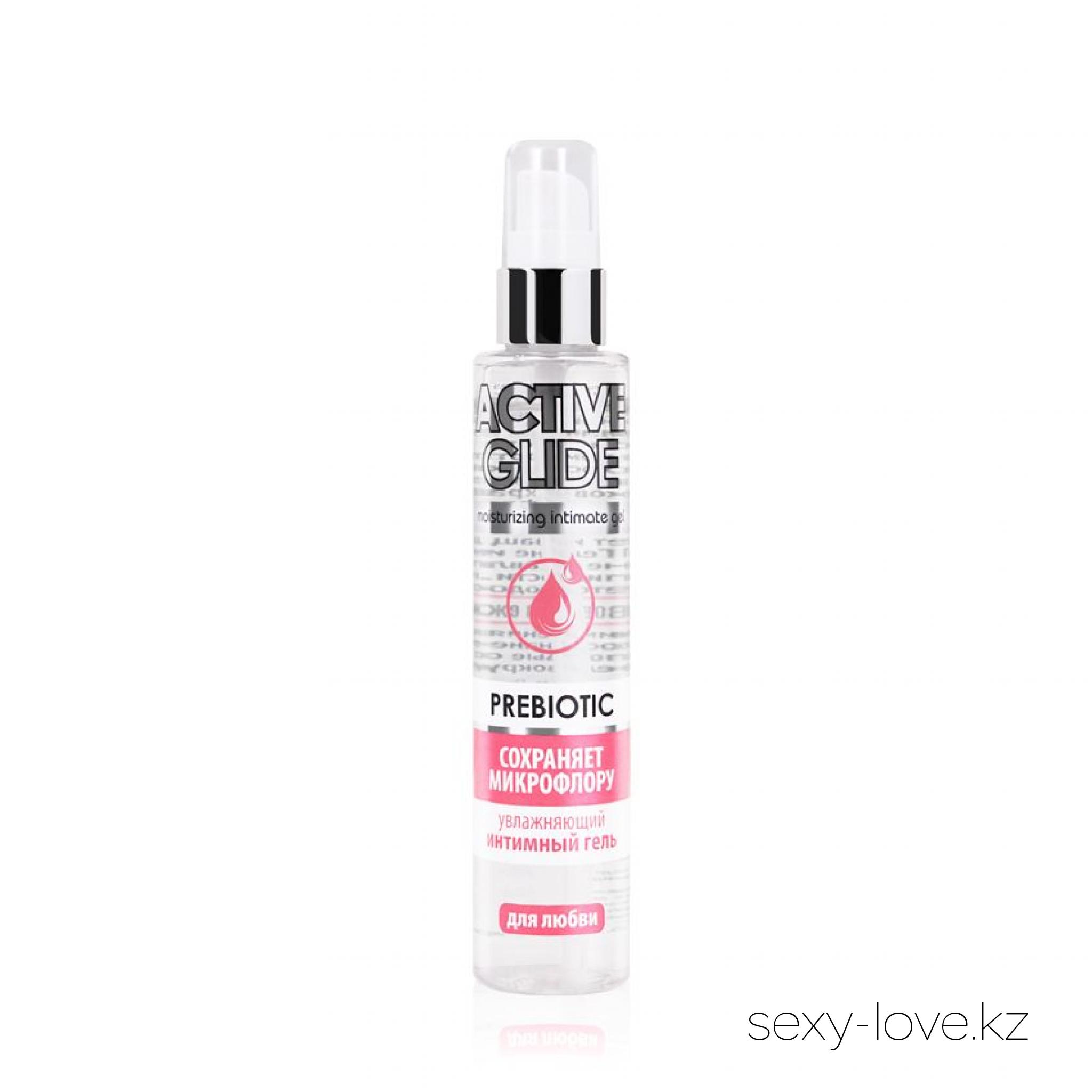 Увлажняющий интимный гель ACTIVE GLIDE PREBIOTIC, 100 г, 
	Нежный гель-любрикант на водной основе Active Glide с пребиотиком интенсивно увлажняет и смягчает интимные зоны, устраняет сухость влагалища, восполняет недостаток собственной смазки, дарит нежное и продолжительное скольжение, снимает раздражения, препятствует появлению микротравм, дарит потрясающее чувство комфорта во время близости.
	Входящий в состав любриканта натуральный пребиотик биолин восстанавливает и сохраняет здоровую микрофлору интимных зон, повышает сопротивляемость кожи и слизистых к неблагоприятным воздействиям. Пребиотик питает, нормализует pH-баланс, улучшает состояние кожи и слизистых, устраняет покраснения. Действие биолина очень деликатно, поэтому он подходит для ухода даже за очень «капризной» кожей.
	Гель-любрикант Active Glide с пребиотиком обеспечивает бережный уход за половыми органами женщин и мужчин. Не имеет цвета и запаха, легко смывается водой.

	Этот товар вы так же можете приобрести в наших магазинах в г. Актобе

	 и в г. Алматы со склада через Яндекс доставку!

	Заказ со склада интернет магазина «ENIGMA 18+» в  г. Алматы – WhatsApp: +7 700 316 4 613

	 

	мг. «LOVE 18+»

	г. Актобе ул. 101 Стрелковой Бригады 3 (по 101й на против Kaspi банка) с 11:00 до 20:00

	WhatsApp +7 776 720 7713 и +7 775 720 7713

	 

	мг. «Эволюция 18+»

	г. Актобе пр. Абилкайыр-хана 21 (остановка Электрон) с 10:00 до 20:00

	WhatsApp +7 771 843 0213 и +7 702 248 7813

	 

	мг. «LAMOUR 18+»

	г. Актобе 11 мкр 79 дом (за ост. Набережная) OZON и СОЛЬ, временный регламент с 16:00 до 20:00

	 WhatsApp +7 777 112 8813 и +7 777 030 8813

	 
