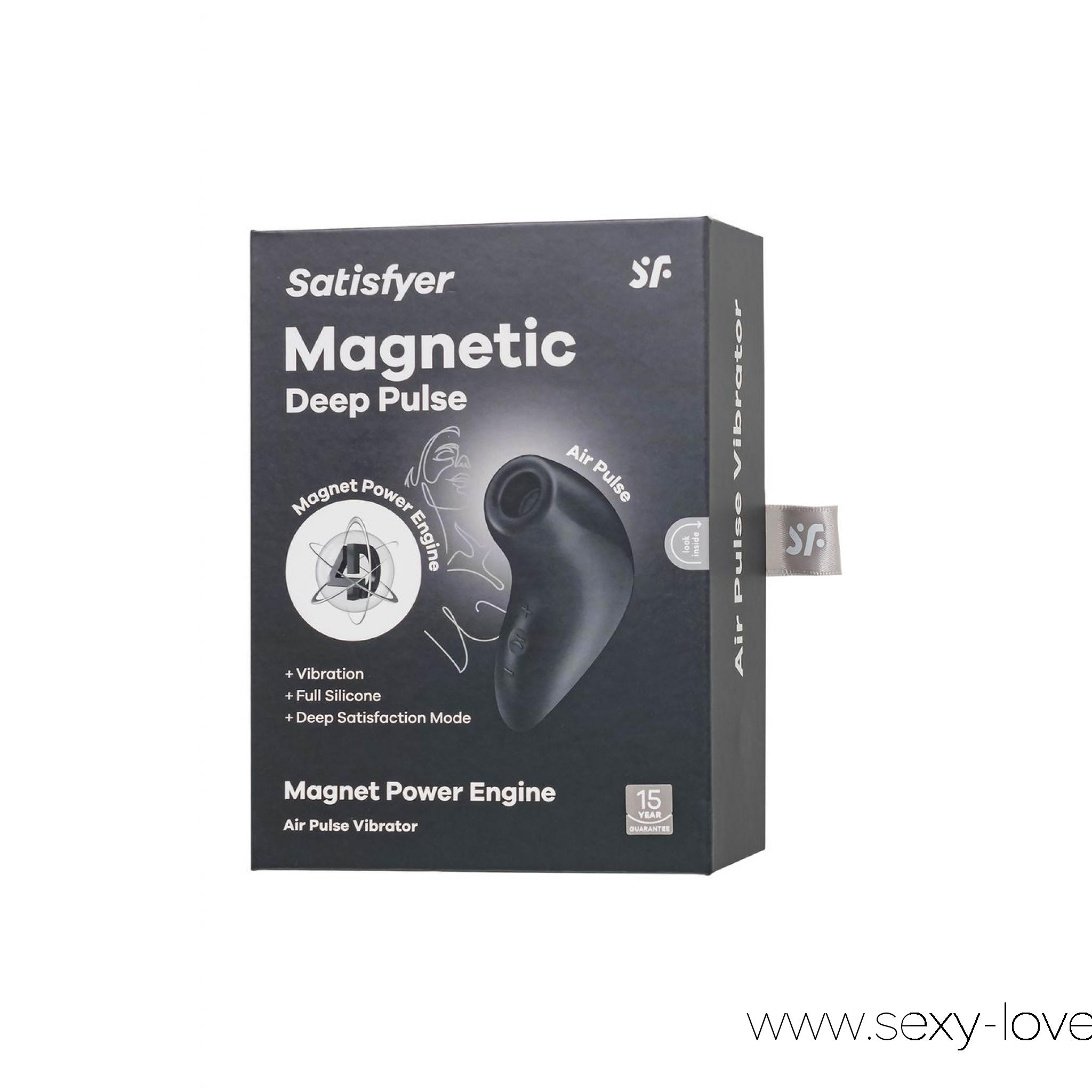 Вакуум-волновой стимулятор клитора Satisfyer Magnetic Deep Pulse, силикон, черный, 11,6 см , 
	Добро пожаловать в мир истинного удовольствия и экстаза! Представляем вам Satisfyer Magnetic Deep Pulse – не просто игрушку, а настоящего искусителя, способного доставить вам незабываемые моменты наслаждения.

	С новой магнитной технологией этот клиторальный стимулятор стал еще тише, а волны импульсов – мягче и медленнее. Он создает нежные воздушные колебания, которые проникают глубоко внутрь, пробуждая вашу чувственность и даря невероятные ощущения.

	Уникальное сочетание запатентованной технологии Air Pulse и регулируемого положения мембраны дает вам еще больше возможностей для исследования вашего собственного удовольствия. Вы сами решаете, какую интенсивность испытать, регулируя расстояние мембраны до трех уровней. Чем ближе она к вам, тем сильнее ощущение волны давления.

	И это еще не все! Satisfyer Magnetic Deep Pulse предлагает вам 11 уровней интенсивности и 3 варианта интенсивности волн давления, что в сумме дает вам целых 33 комбинации наслаждения. Вы сами создаете идеальную комбинацию, чтобы достичь максимального удовольствия.

	Эргономичная форма позволяет удобно держать его в руке. Широкий раструб с мягкими краями ласково обнимает ваш клитор, создавая нежные и стимулирующие ощущения. Вы просто не сможете устоять перед его магическим прикосновением!

	Изготовленный из безопасного для тела силикона, Magnetic Deep Pulse обеспечивает мягкость и комфорт при каждом использовании. Он также водонепроницаемый по стандарту IPX7, что позволяет вам наслаждаться им во время романтического душа или расслабляющей ванны.

	Не упустите возможность испытать настоящий взрыв эмоций и удовольствия с Satisfyer Magnetic Deep Pulse. Эта новинка обязательно станет хитом! Попробуйте его и откройте для себя новые грани наслаждения. Ощутите настоящее удовольствие и эйфорию, которые оставят вас жаждущими еще больше!

	Особенности:

	
		Воздействие на клитор воздушной пульсацией Air Pulse
	
		Регулировка расстояния мембраны до трех уровней, что влияет на интенсивность
	
		Управление кнопками на корпусе, комфортно лежит в руке.
	
		11 режимов вакуумной стимуляции и 3 уровня интенсивности
	
		Стильный черный цвет и нежный, эластичный силикон без запаха, аллергенов и вредных веществ для здоровья.
	
		Компактный размер – 11,6 см.
	
		100% водонепроницаемость - IPX7.
	
		Перезаряжаемый с помощью USB-кабеля.


	 

	 

	Адреса магазинов:

	мг. «Эволюция 18+» Актобе пр. Абилкайыр-хана 21 (остановка Электрон) с 10:00 до 20:00    WhatsApp +7 771 843 0213 и +7 702 248 7813

	мг. «LOVE 18+» Актобе ул. 101 Стрелковой Бригады 3 (по 101й на против Kaspi банка) с 11:00 до 20:00 WhatsApp +7 776 720 7713 и +7 775 720 7713

	мг. «LAMOUR 18+» Актобе 11 мкр 79 дом (за ост. Набережная) временный регламент с 16:00 до 20:00 WhatsApp +7 777 112 8813 и +7 700 112 8813

	 

	 
