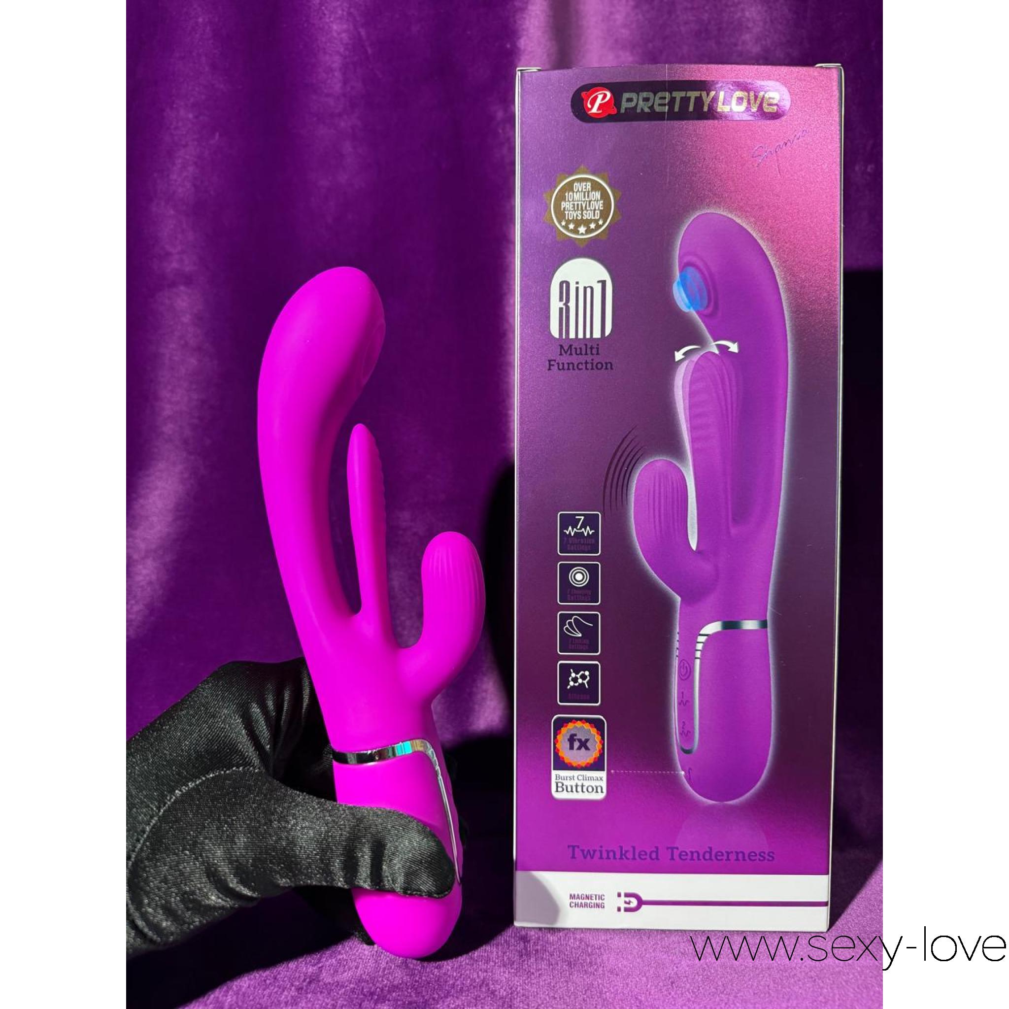 Вибратор Кролик 3 функции Pretty Love BW-500041, 
	Познакомься с ним – бархатный проказник, который знает толк в удовольствии. 7 режимов вибрации – как 7 шагов к блаженству, а озорной язычок щекочет, дразнит и сводит с ума. Этот вибратор создан, чтобы играть с твоими желаниями и доводить тебя до сладкой дрожи снова и снова.

	 
