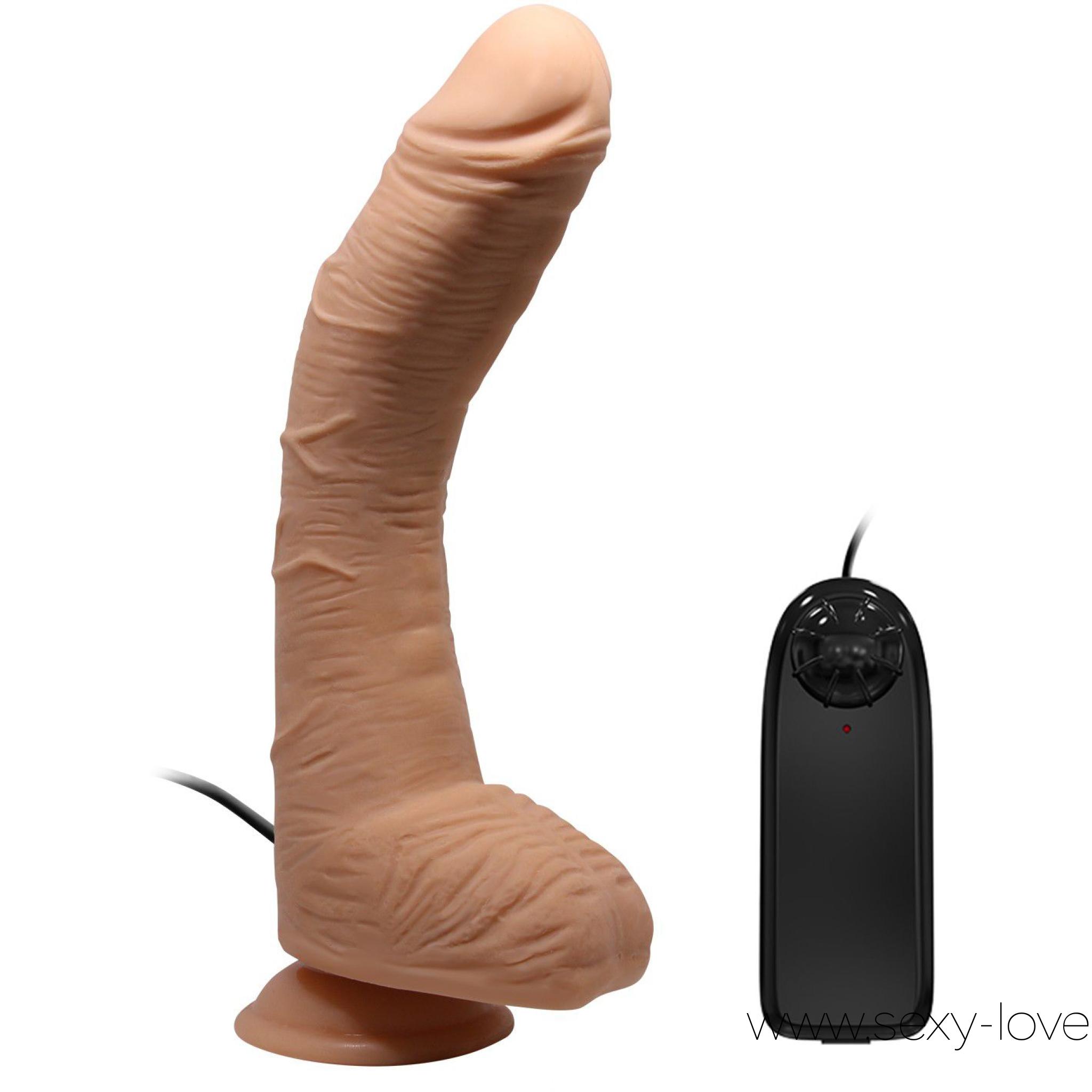 Вибратор-гигант с выносным пультом,  длина	28 см., 
	Этот длинный изогнутый вибратор для точки G с присоской представляет собой секс-игрушку, созданную, чтобы подарить вам реалистичные ощущения. Форма вибратора смоделирована по образцу настоящего пениса. Тело длинное, изогнутое, покрыто жилками, имеет мошонку и выпуклую головку. Этот длинный вибратор создан, чтобы подарить невероятные ощущения.

	 

	В основании вибратора вы найдете присоску, которую можно использовать практически на любой плоской поверхности, чтобы развлечься без помощи рук.

	 

	Вибрация регулируется выносным пультом. Требуются 2 батарейки АА, не входят в комплект.
