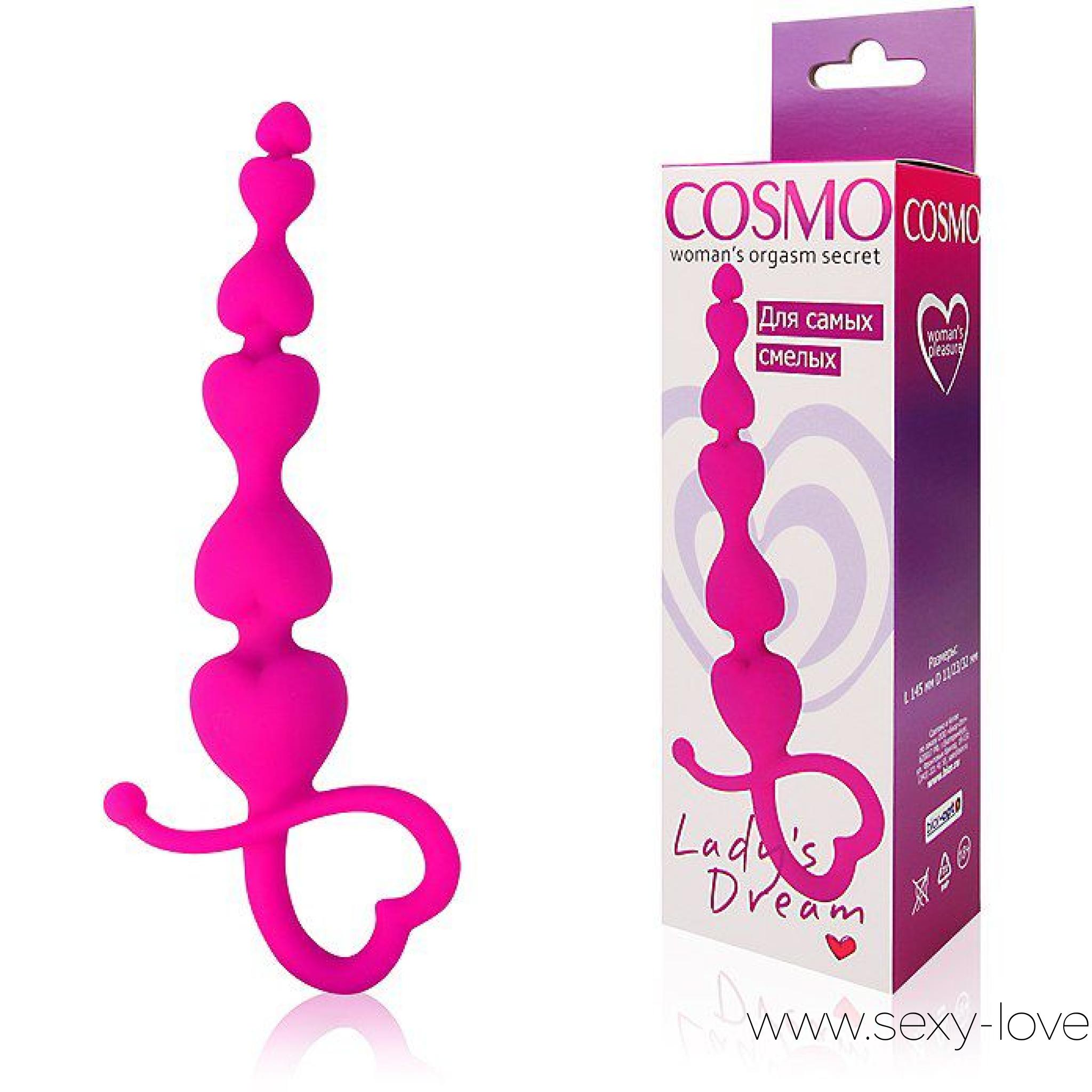 Цепочка анальная Cosmo, цвет розовый, длина 145 мм, диаметр 11x23x32 мм, 
	Ищите источник дополнительного удовольствия или достижения оргазма? Анальная цепочка из линейки «COSMO» - именно то, что вам нужно. В конструкции изделия имеются разного размера шарики диаметром 11x23x32 мм и кольцо-ограничитель, препятствующее проваливанию внутрь. Перемычки между шариками имеют различную длину, что делает введение цепочки более разнообразным. Гладкая, эластичная секс-игрушка длиной 145 мм изготовлена из гипоаллергенного силикона, выполнена в красивом розовом цвете. Обладает бархатистой приятной на ощупь поверхностью и хорошей гибкостью.

	Рекомендуется использовать вибромассажер совместно с лубрикантом для секс-игрушек.
