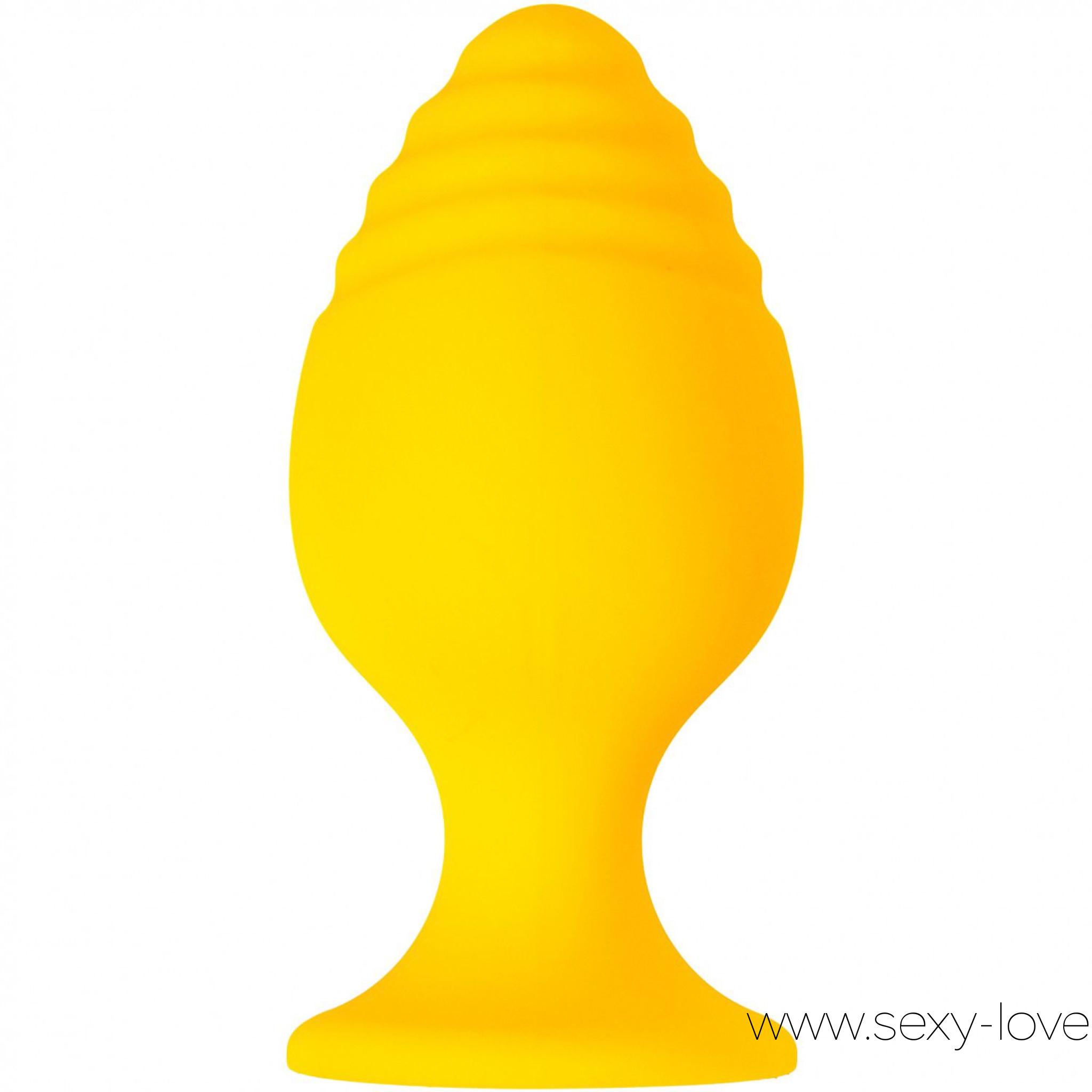 Анальная втулка «Riffle», материал силикон, цвет желтый, 
	Riffle Яркая втулка маленького размера идеально подойдет для первого опыта. Рельефная поверхность кончика позволит испытать невероятные ощущения. Материал мягкий и бесшовный, не впитывает запахов и абсолютно гипоаллргенный. Ограничитель у основания сделает введение безопасным.

	Рекомендуется использовать вибромассажер совместно с лубрикантом для секс-игрушек.
