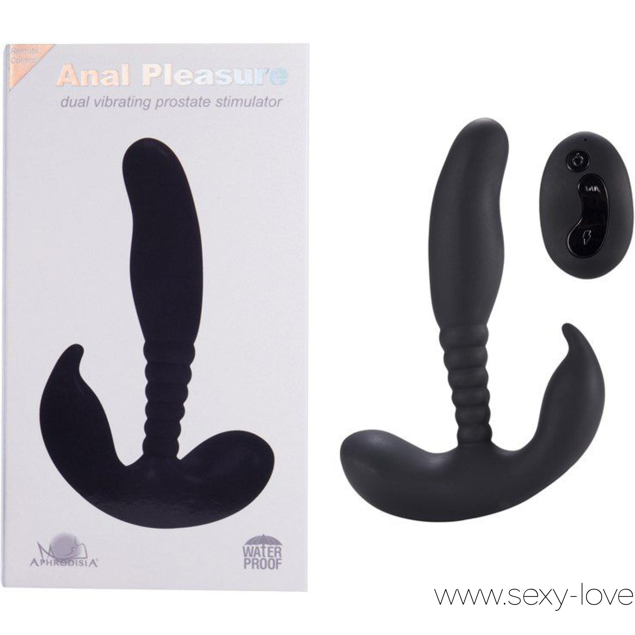 Многофункциональный стимулятор простаты «Remote Control Anal Pleasure Vibrating Prostate Stimulator , 
	Силиконовый стимулятор простаты с вибрацией.

	 

	Игрушка оснащена двумя моторчиками (работают одновременно), для внутренней и внешней стимуляции, имеет 10 режимов вибрации. Можно использовать как самостоятельно, так и в паре.

	 

	Дополнительная стимуляция обеспечивается ребристым рельефом.

	 

	Влагостойкий.

	 

	Заряжается от USB (есть в комплекте).

	 

	Управление может осуществляться как пультом дистанционного управления, так и кнопками на игрушке.

