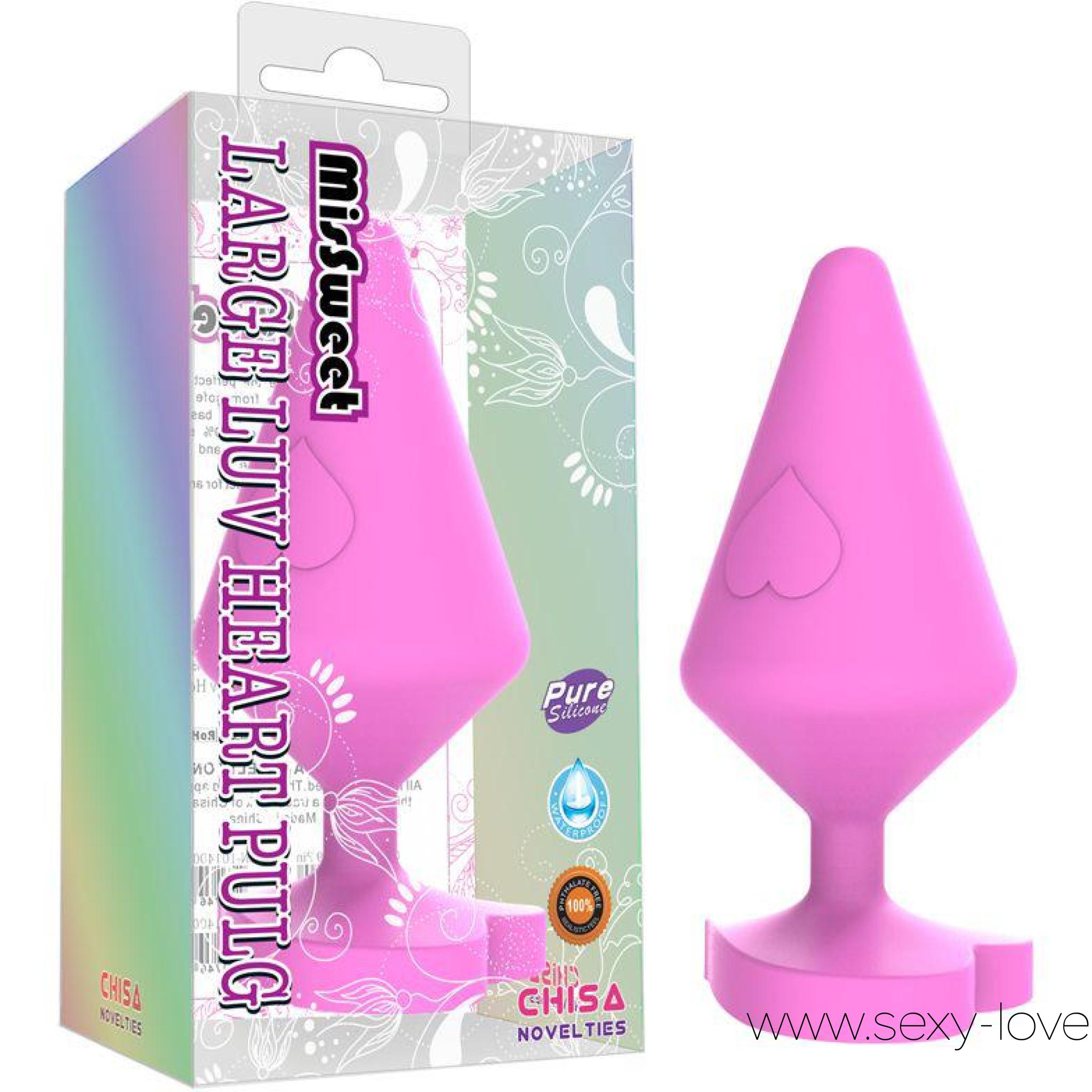 Большая силиконовая анальная пробка «Large luv Heart Plug», цвет фиолетовый , цвет розовый, 
	Внушительный размер подойдет опытным любителям. 

	Постепенно увеличивающийся размер втулки обеспечивает дополнительную стимуляцию. Заострённый кончик втулки обеспечивает комфортное проникновение.

	 

	Широкий ограничитель не позволит втулке проникнуть дальше необходимого.

	Рекомендуется использовать  совместно с лубрикантом для секс-игрушек.

	
		Длина 10 см.
	
		Диаметр 4.6 см


	 
