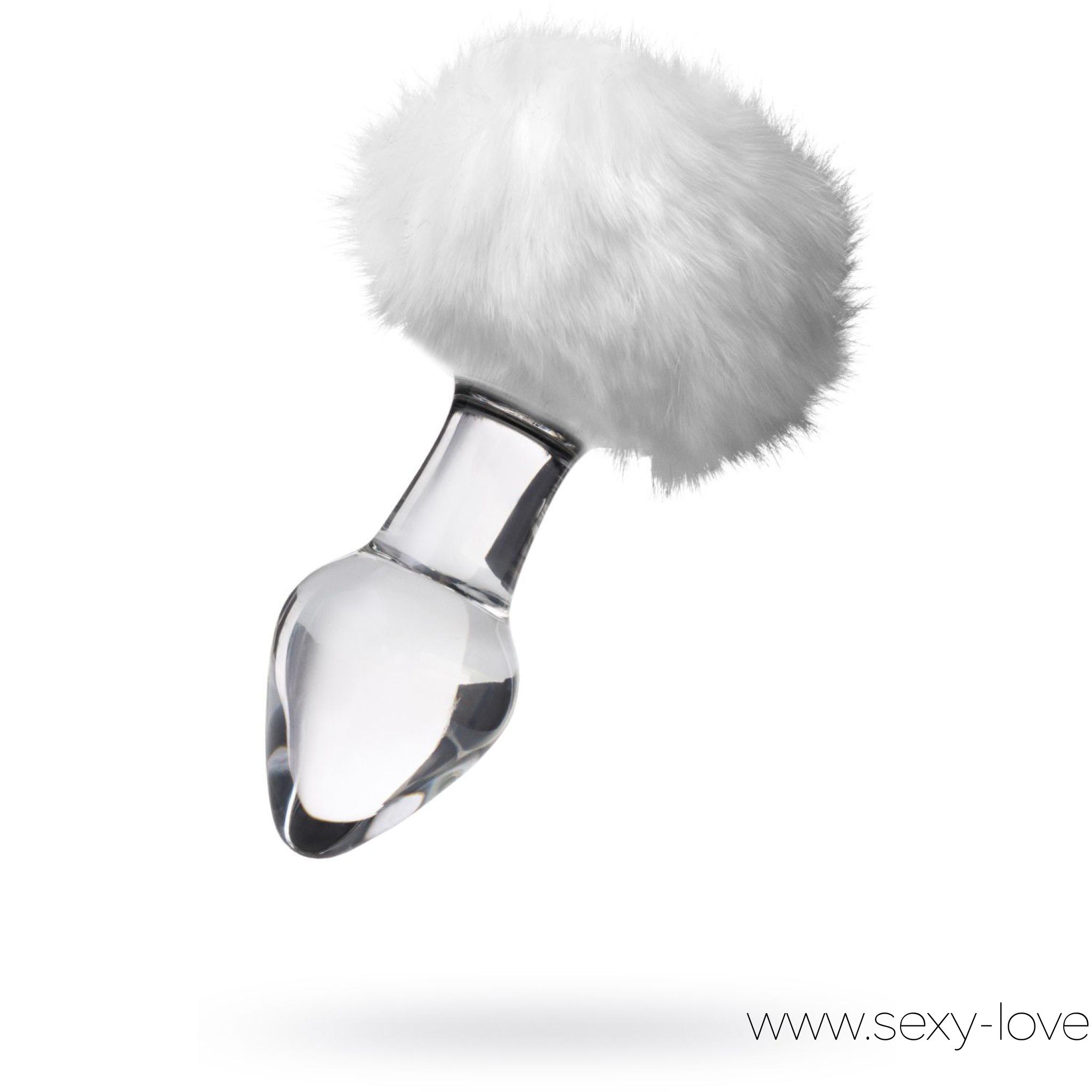 Стеклянная элегантная анальная пробка с белым хвостиком, общая длина 14 см, минимальный диаметр 2 см, 
	Элегантный дизайн, уникальное художественное оформление.

	&nbsp;

	Стекло - наиболее гипоаллергенный из всех существующих материалов. Легко нагревается и охлаждается для экспериментов с температурой. Очень прост в уходе благодаря гладкой, непористой поверхности.

	&nbsp;

	Цвет: прозрачно-белый.

	Длина: 14 см.

	Материал: стекло, искусственный мех.
