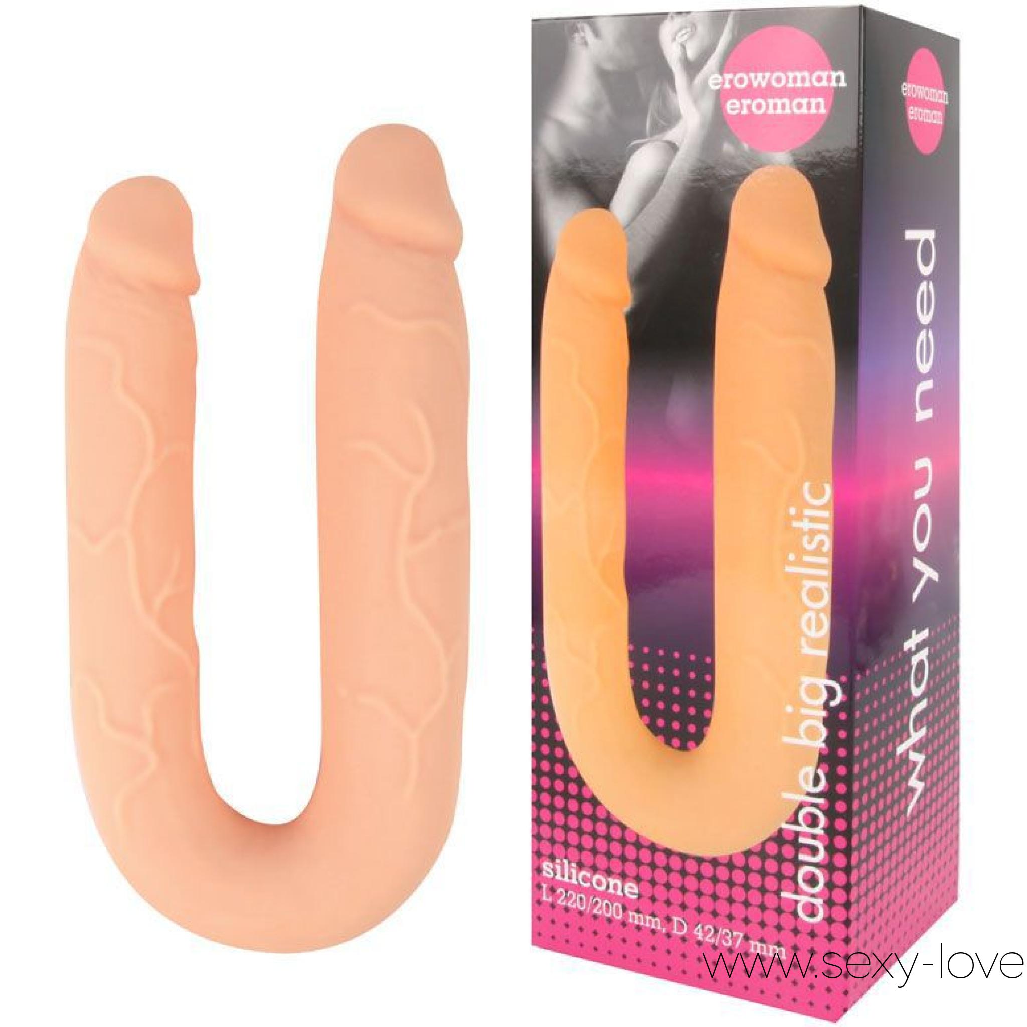 Фалоимитатор двойной с прорисованными венами от компании Erowoman - Eroman, цвет телесный, 22 см., 
	Любите яркий и разнообразный секс?

	 

	Двойной фаллоимитатор – то, что вам нужно!

	 

	Интимный аксессуар создан специально для тех, кто предпочитает реалистичные «игрушки».

	 

	Ярко выраженные головки, четко «прорисованные» объемные венки, естественный оттенок делают изделие максимально похожим на настоящий пенис.

	 

	Эргономичная форма фаллоимитатора способствует его легкому введению и извлечению.

	 

	«Секс-игрушка» может быть использована как соло, так и в парной любовной игре. Прекрасно подходит для всех видов интимной близости.

	 

	Эротический аксессуар изготовлен из безопасного, приятного на ощупь материала. Прост в использовании и уходе.

	 

	Рекомендуется использовать изделие совместно с лубрикантом для «секс-игрушек» и очищающий спрей с антимикробным эффектом для экспресс-обработки.

	 

	Длина 22 см.

	 

	Диаметр 4,2 см.
